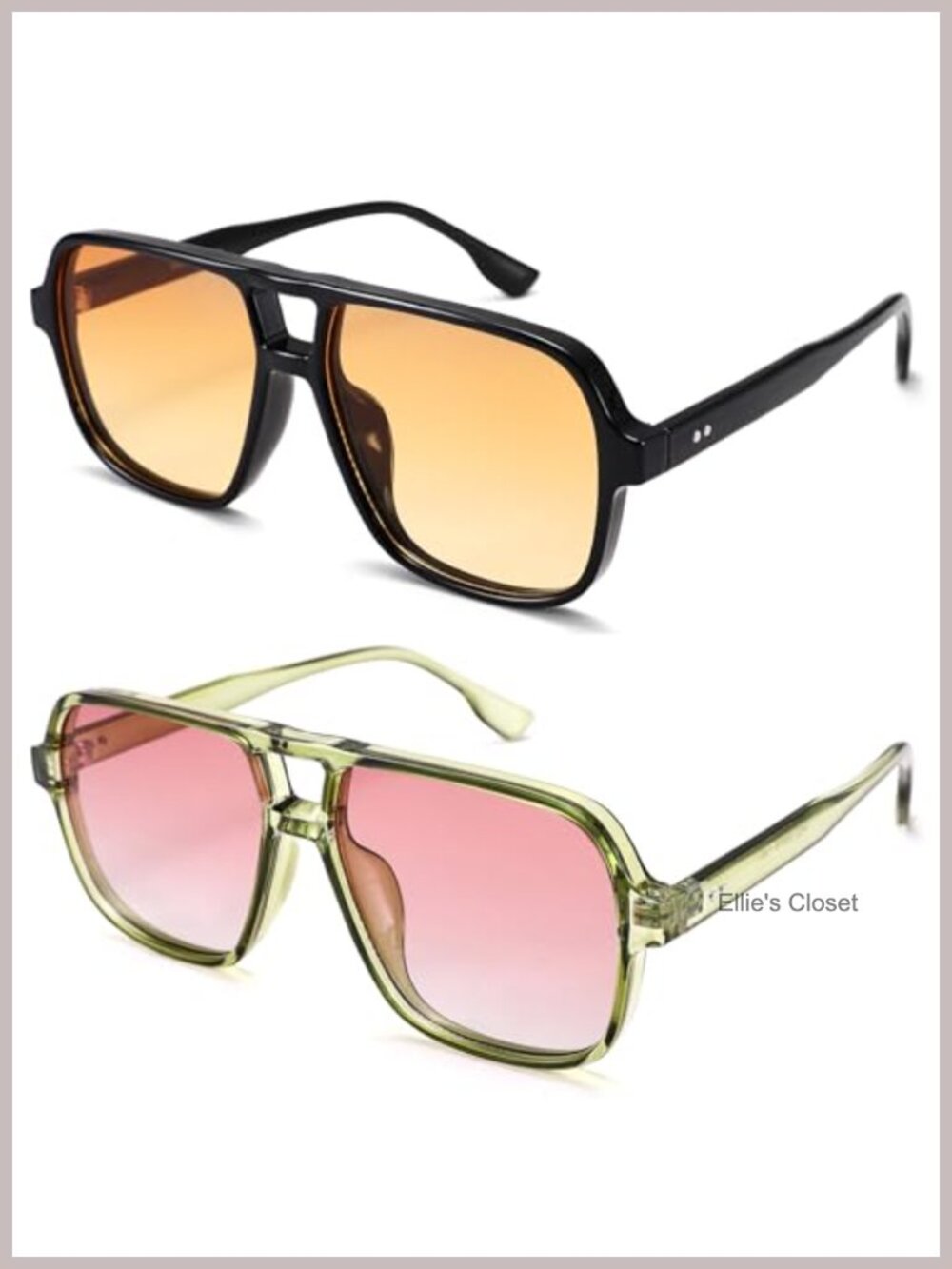 Oversized Square Aviator Sunglasses UV400 Retro 70s Unisex